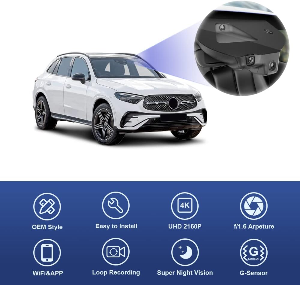 4K Dash Cam for Mercedes-Benz GLC-Class Coupe 2023-2026(Original 2 Cams), OEM Style Cam with 64GB Card/128GB Card