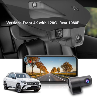 4K Dash Cam for Mercedes-Benz GLC-Class Coupe 2023-2026(Original 2 Cams), OEM Style Cam with 64GB Card/128GB Card