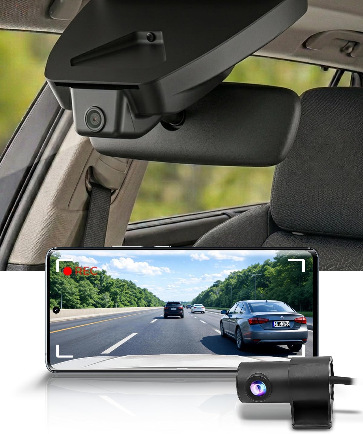 OEM Factory Look Dash Cam for Toyota Corolla Cross (2023-2026) - Front 4K + Rear 1080P
