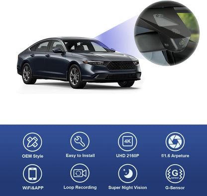 Integrated OEM Look Dash Cam Compatible with Honda Accord (2023-2026) - Front 4K + Rear 1080P