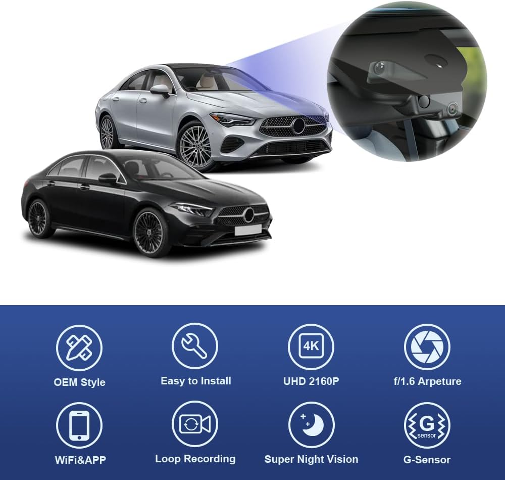 Mercedes-Benz CLA-Class Dash Cam (2024-2026), Factory OEM Look, 2160P UHD Video, with 64GB/128GB Card