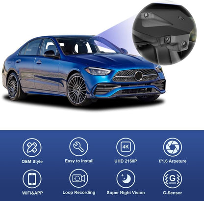 Mercedes-Benz C-Class Dash Cam (2022-2025),  OEM Style 4K Dash Cam Front 2160P, Rear 1080P