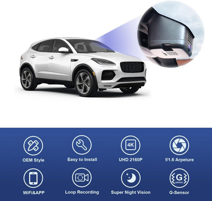 Jaguar E-Pace Dash Cam (2024-2025), Custom Fit OEM Look, 4K HD Video, with 64GB/128GB Card