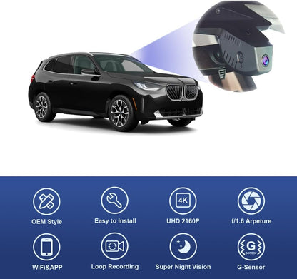 BMW X3 Dash Cam (2025-2026), Factory Fit OEM Style, UHD 2160P Video, WiFi & APP, G-Sensor