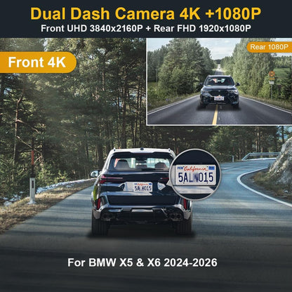 BMW X5 Dash Cam (2024-2026), OEM Look, Front 4K+Rear 1080P Dash Cam Adapts for BMW X5 X5 M Hybrid & X6 X6 M