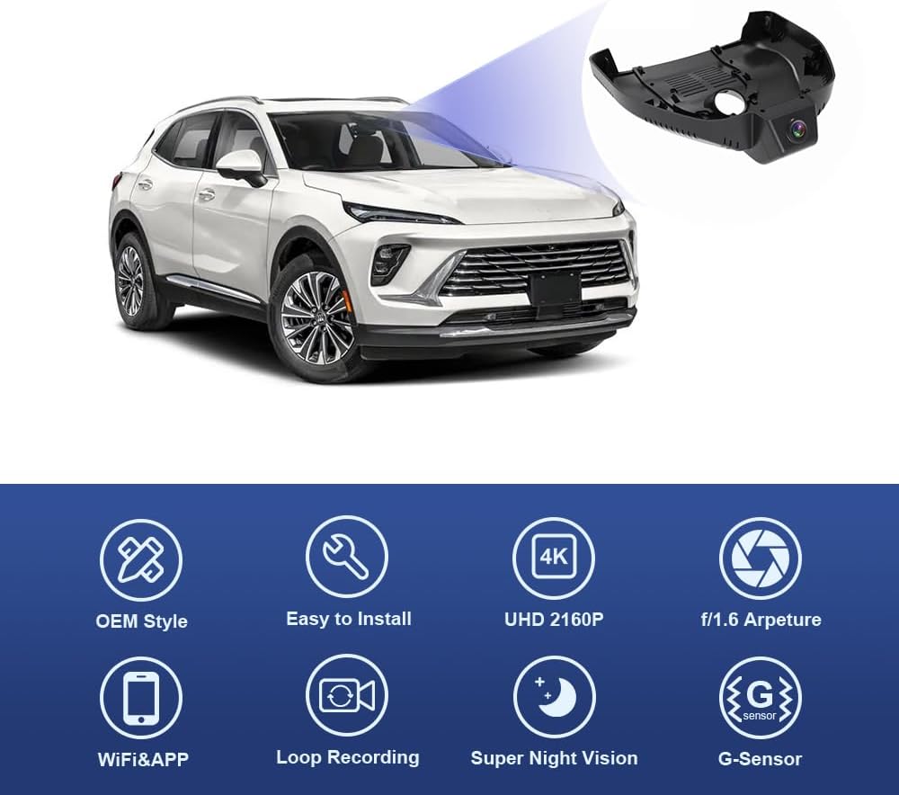 Integrated OEM Look Dash Cam Compatible with Buick Envision (2024-2026) - Front 4K + Rear 1080P