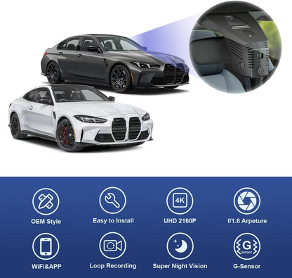 BMW M3 M4 Dash Cam (2025-2026), Custom Fit OEM Style, UHD 2160P Video, WiFi & APP Connect, Easy to Install
