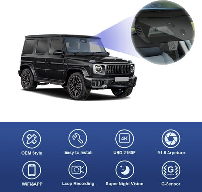 Factory Look Dash Cam Compatible with Mercedes-Benz G-Class (2025-2026) - Front 4K + Rear 1080P