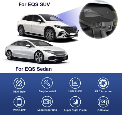Mercedes-Benz EQS Dash Cam (2022-2024), Factory OEM Look, 2160P UHD Video, WiFi Connect & APP