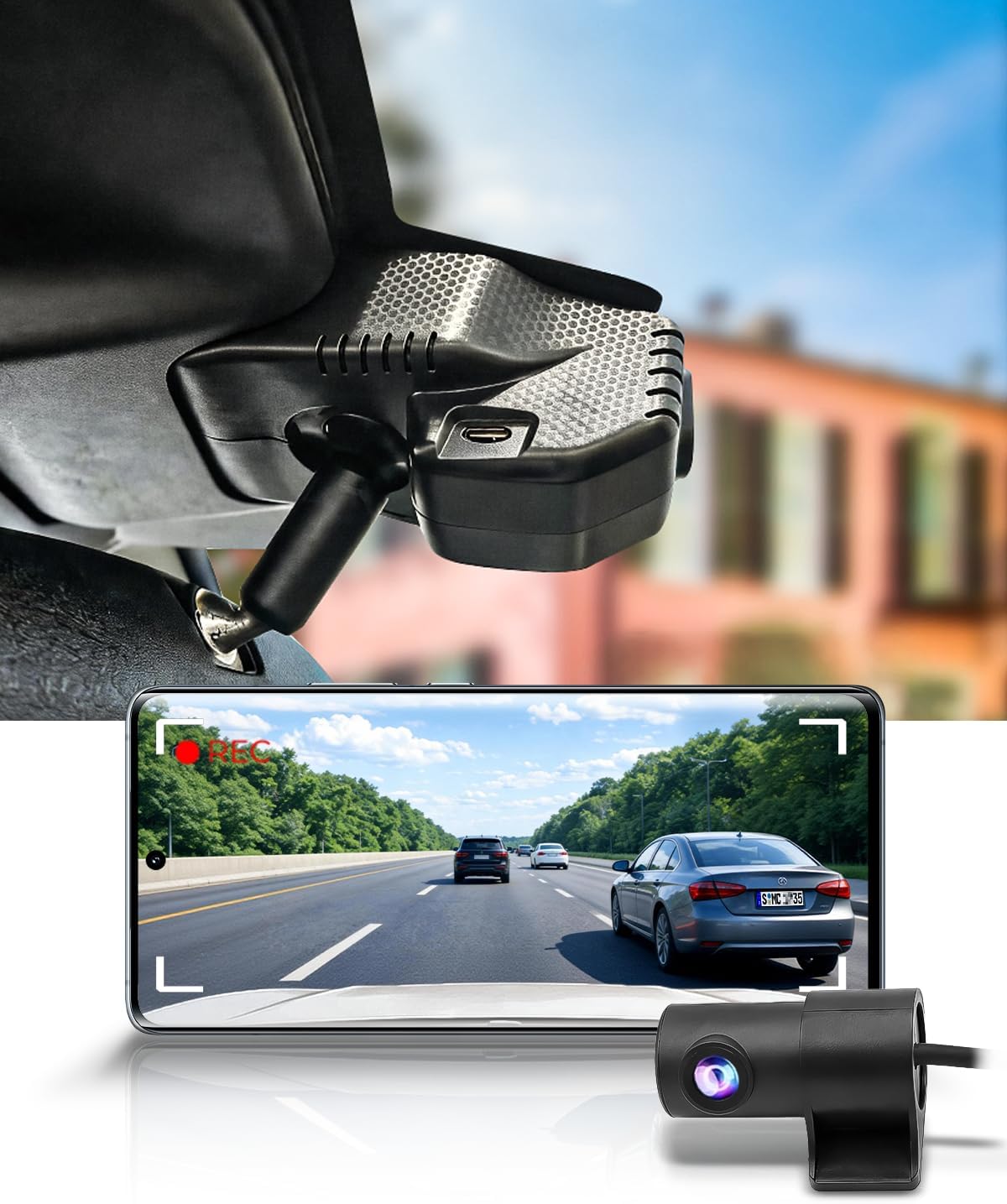Integrated OEM Look Dash Cam Compatible with Toyota RAV4 2026 - Front 4K + Rear 1080P