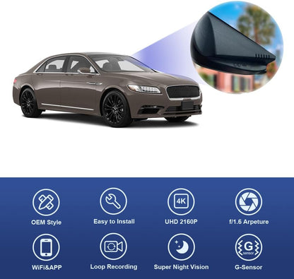 OEM Factory Look Dash Cam for Lincoln Continental (2017–2020) - Front 4K + Rear 1080P