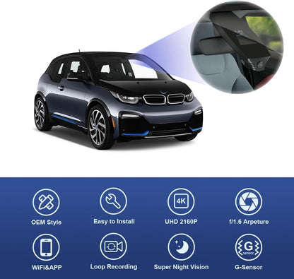 BMW i3 Dash Cam (2018-2021), Factory Fit OEM Style, UHD 2160P Video, WiFi & APP Connect, G-Sensor