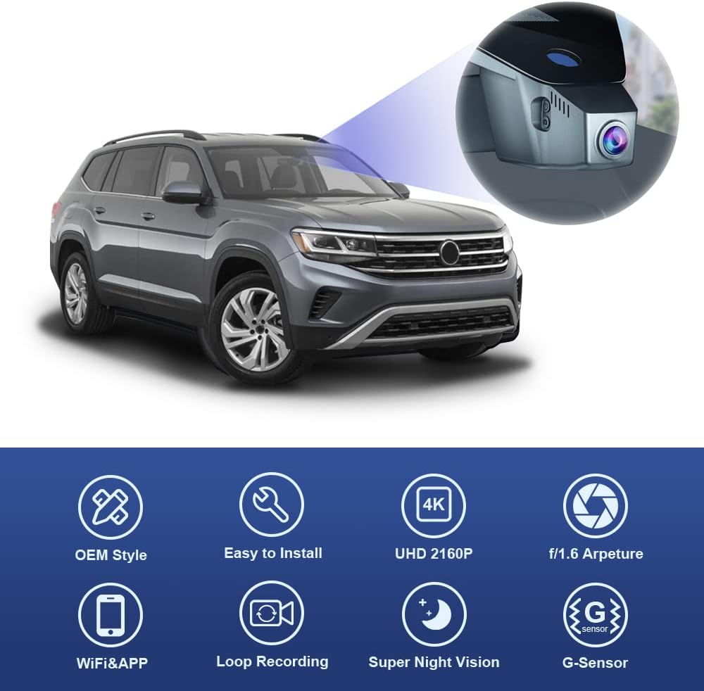 Integrated OEM Look Dash Cam Compatible with Volkswagen Arteon 2019-2024 (Model B, Wide Body)