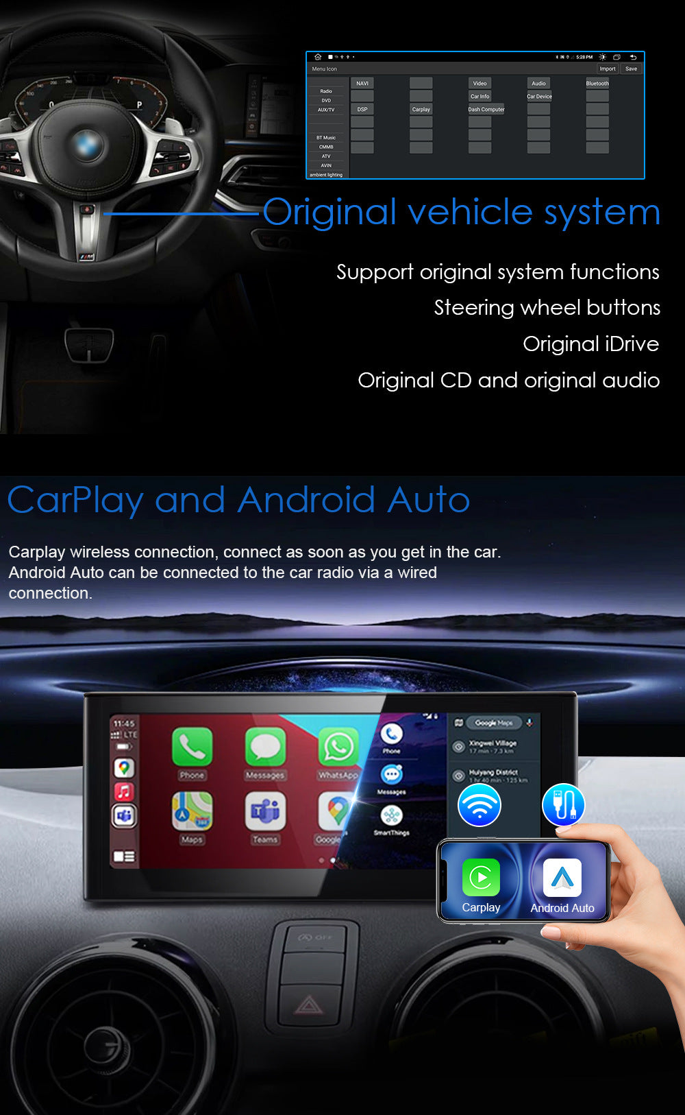 2012-2018 AUDI A1 10.25" Touch Screen Digital Cockpit with Wireless CarPlay, OEM Style