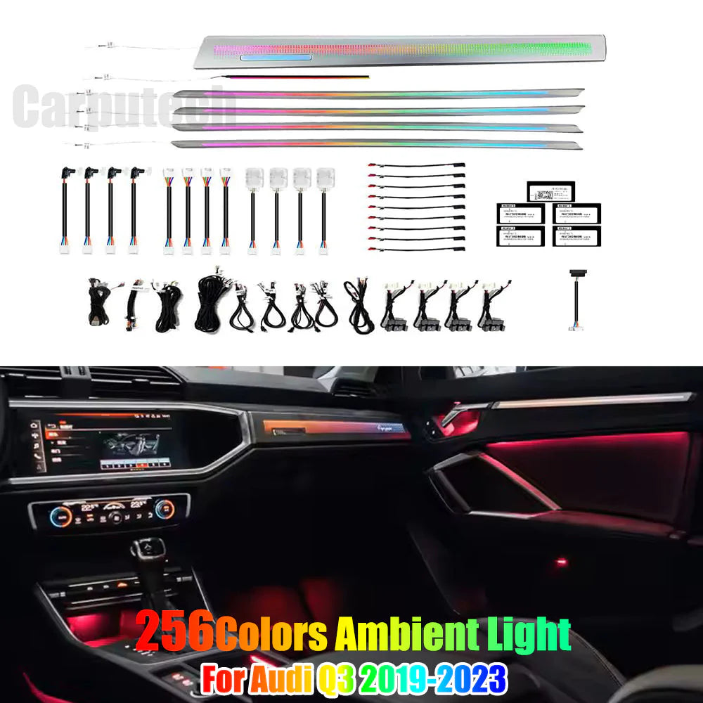 2019-2023 Audi Q3 Interior Ambient Lighting 256 Color Trim Decoration Accessories, OEM Factory Look Interior Car Ambient Lights