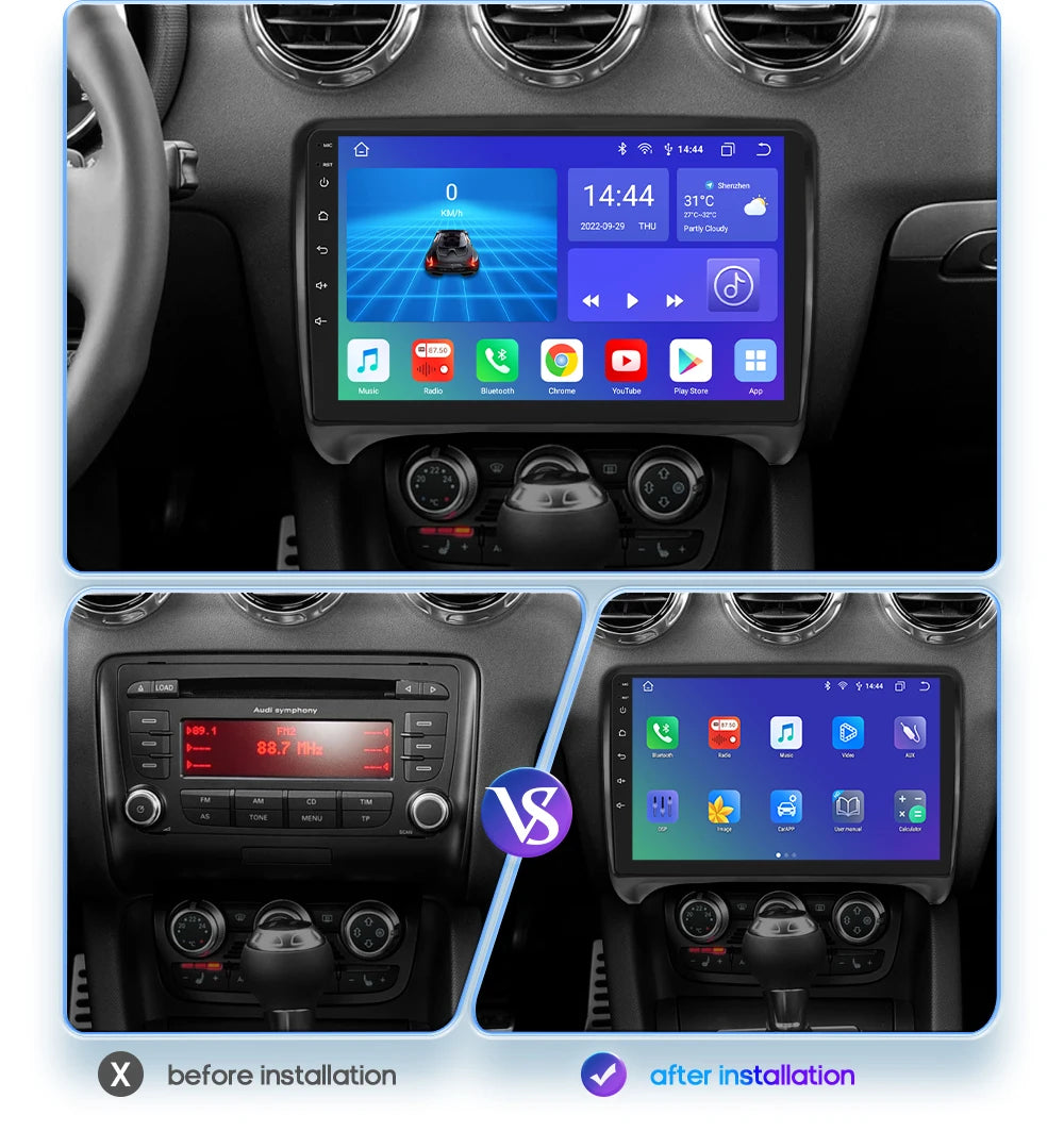 OEM Look Digital Cockpit Compatible with Audi TT (2006-2015) - 9-inch touchscreen + Wireless CarPlay
