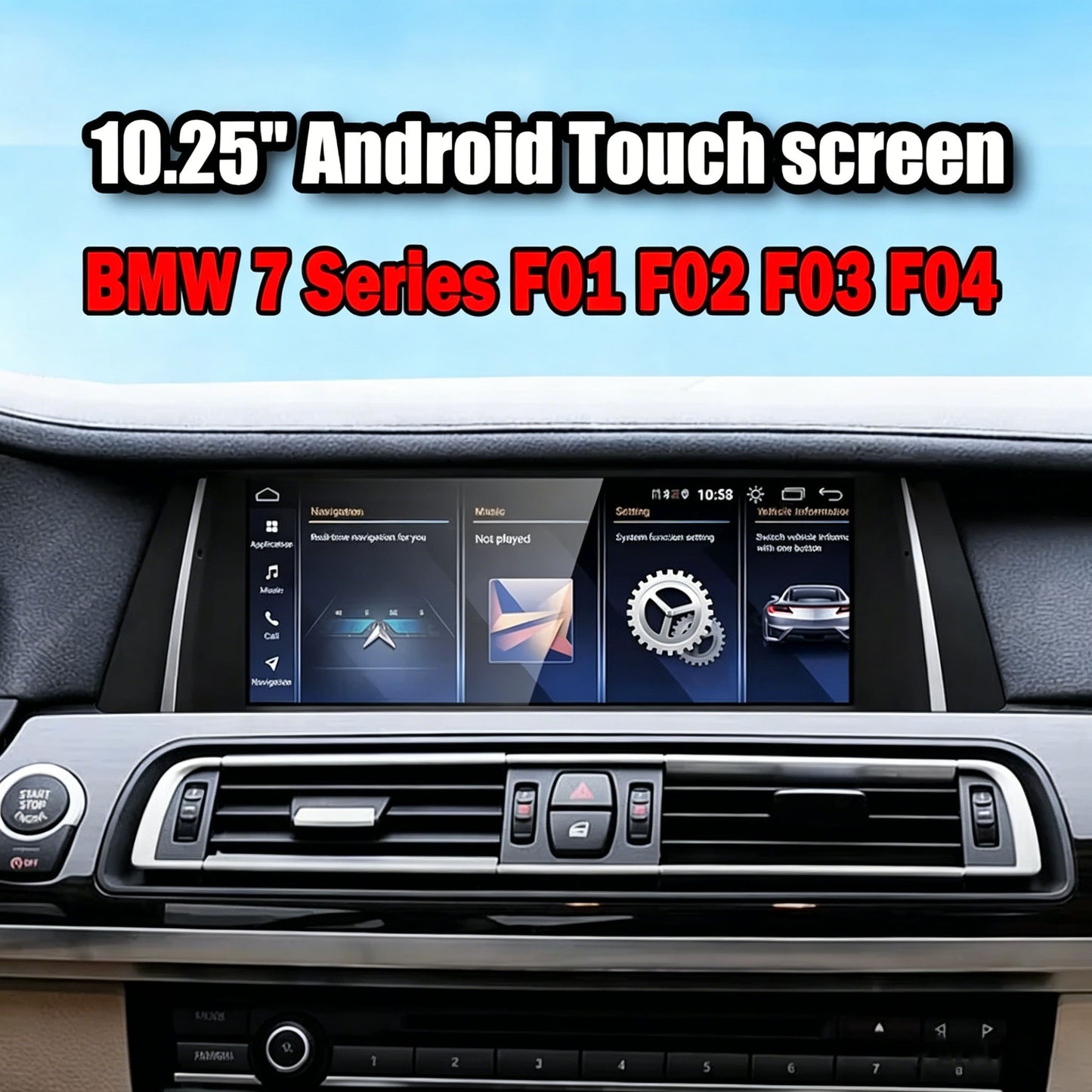 2009–2017 BMW 7 Series 10.25" Digital Cockpit Android Car Multimedia IPS Touchscreen, OEM Style