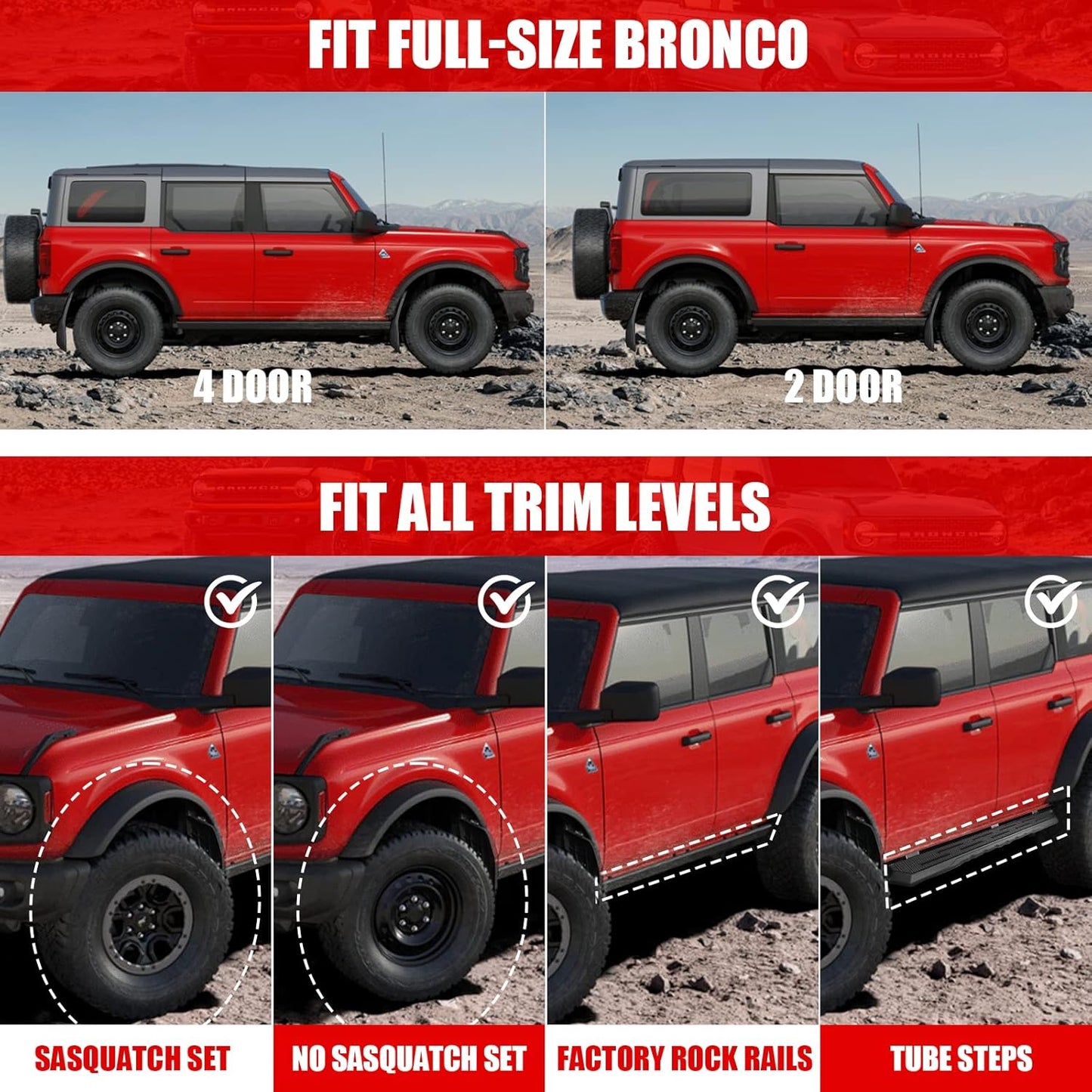 Ford Bronco Mud Flaps, Car Mudguard Fender Splash Guards for Ford Bronco 2021-2025 2/4-Door