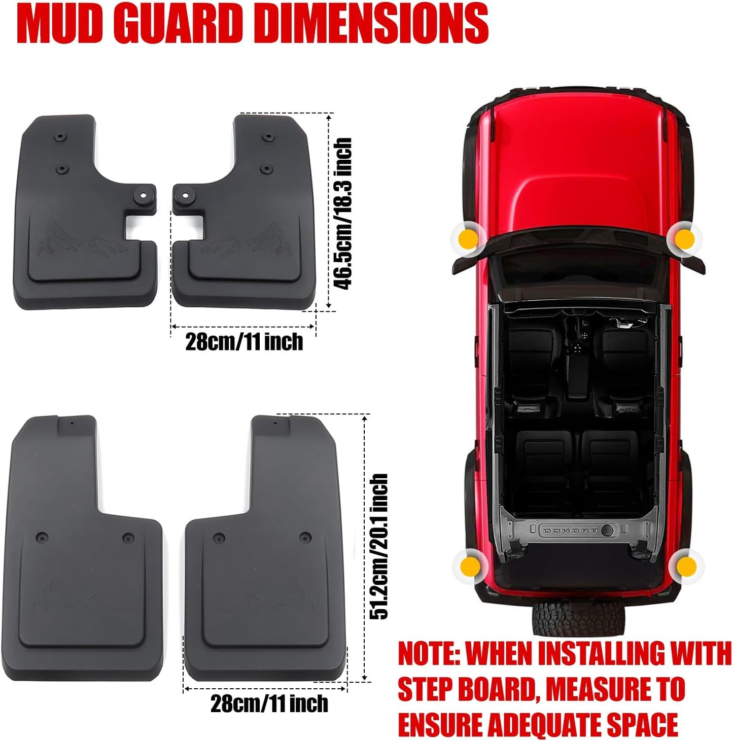 Ford Bronco Mud Flaps, Car Mudguard Fender Splash Guards for Ford Bronco 2021-2025 2/4-Door