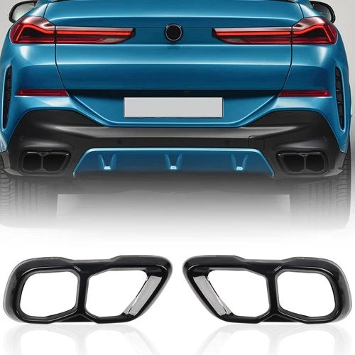 Steel Black Exhaust Muffler Decorative Cover Trim 2pcs For BMW X5 G05