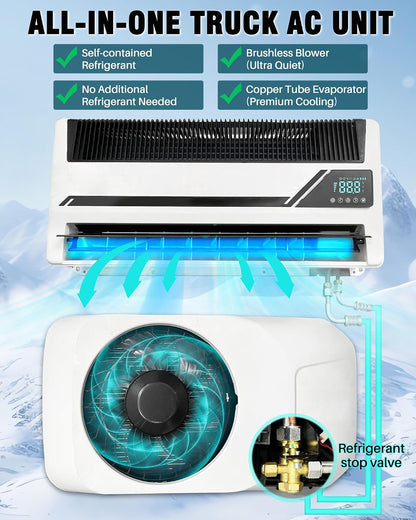 12V Truck Air Conditioner 10000BTU, Air Conditioner for RVs, Trucks & Off-Grid Vehicles