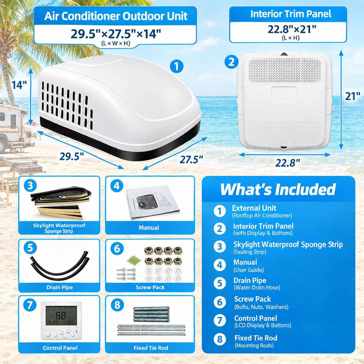 15000 BTU 115V RV Air Conditioner with Heat Pump,All-in-One DC Air Conditioner