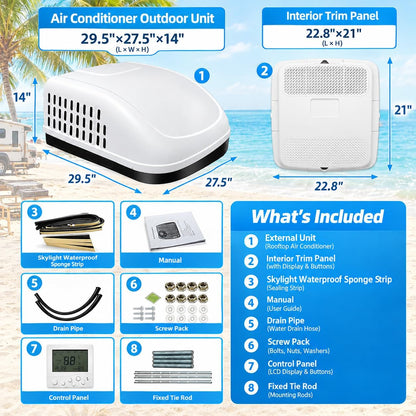15000 BTU 115V RV Air Conditioner with Heat Pump,All-in-One DC Air Conditioner