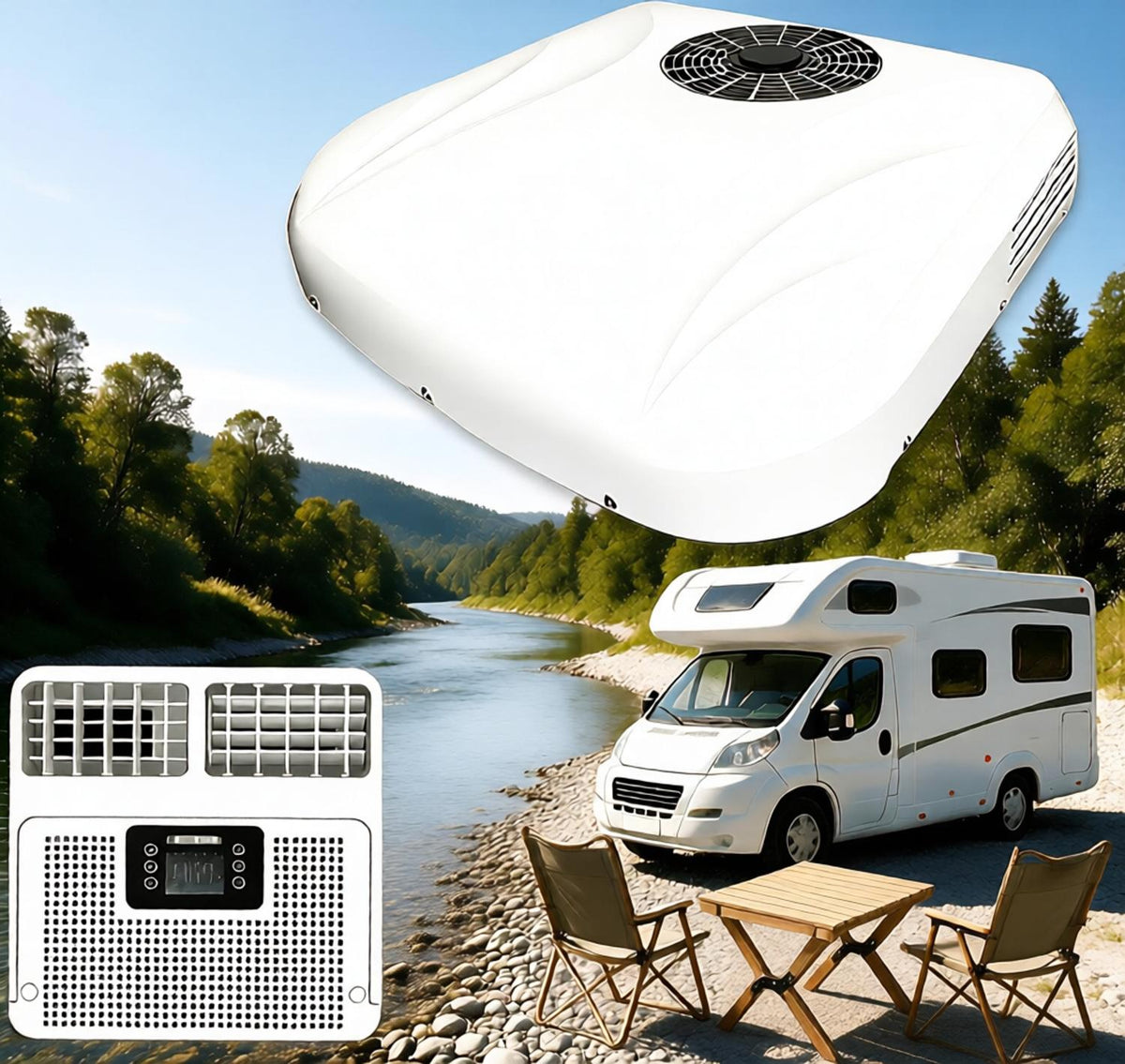12V Air Conditioner, 10000 BTU Rooftop Heating and Cooling Parking Air Conditioner