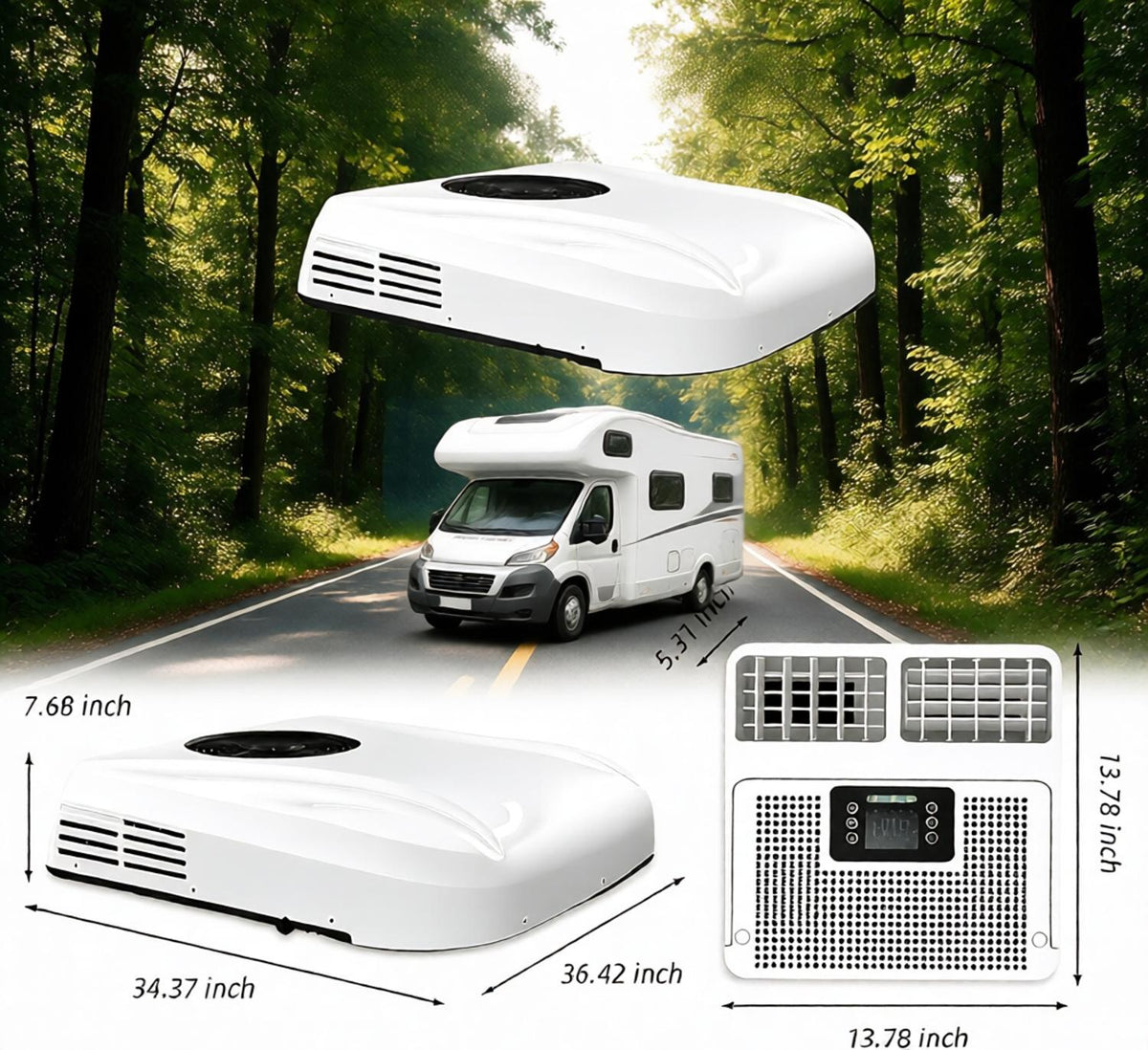 12V Air Conditioner, 10000 BTU Rooftop Heating and Cooling Parking Air Conditioner