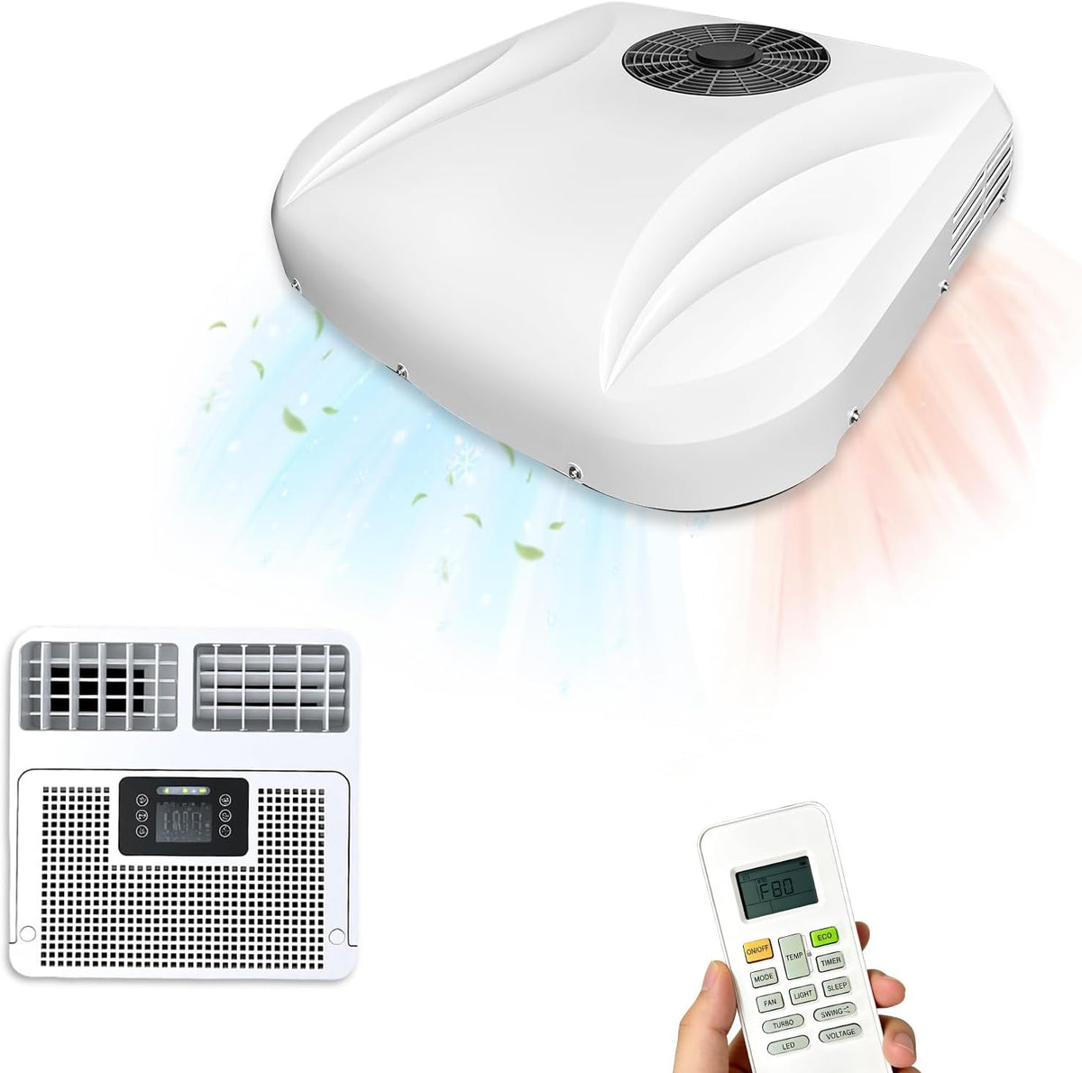 12V Air Conditioner, 10000 BTU Rooftop Heating and Cooling Parking Air Conditioner