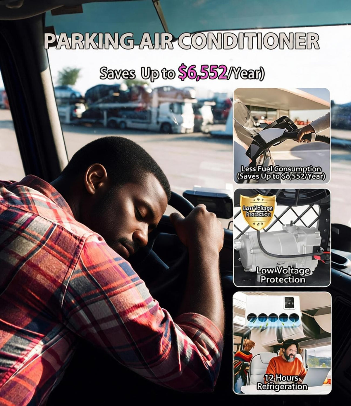 12V Air Conditioner 10000BTU, Mini Split 12 Volt Air Conditioner for Semi Trucks, Pickup, Car, RV, Vans, Buses