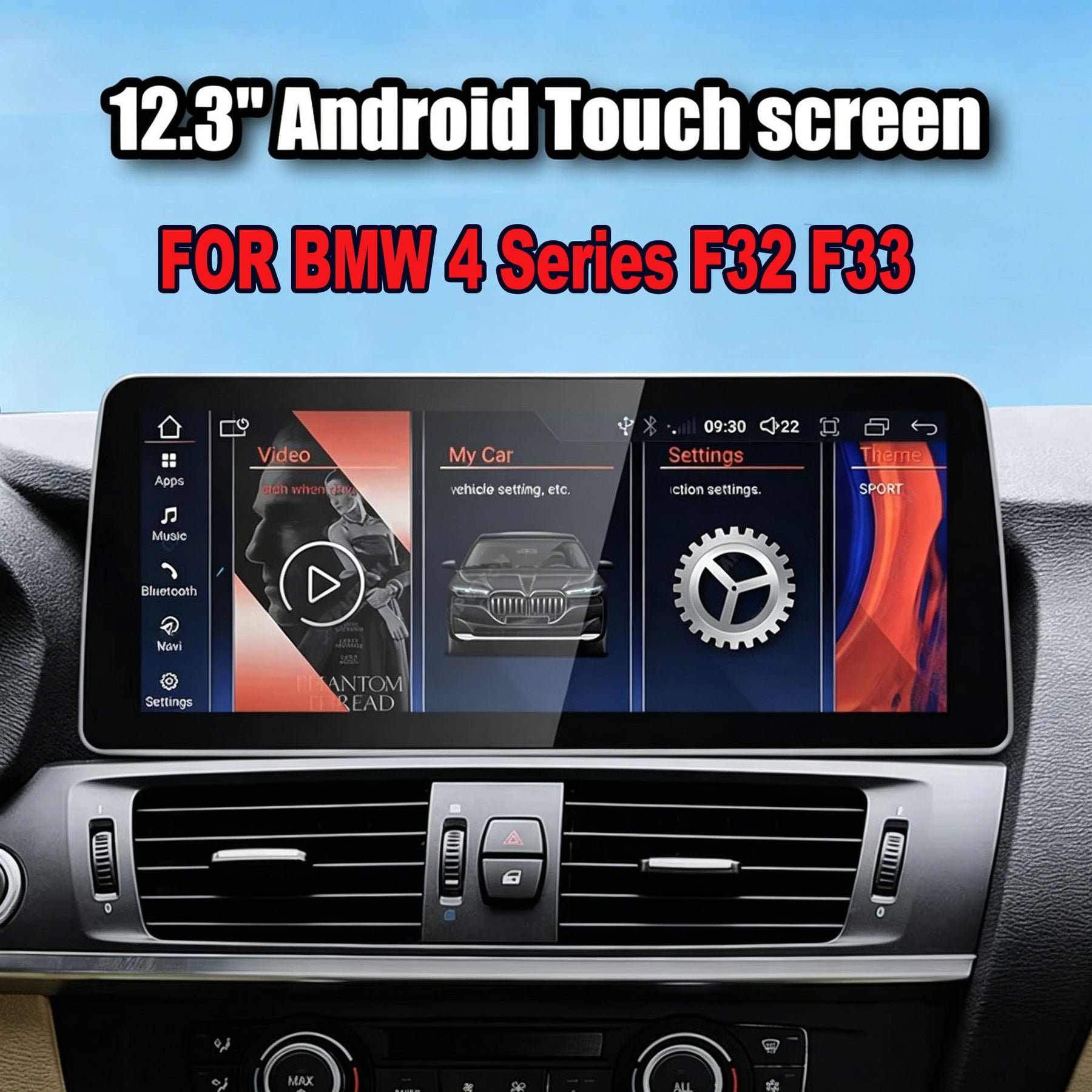 2013–2020 BMW 4 Series 12.3" Digital Cockpit Android Car Multimedia IPS Touchscreen, OEM Style