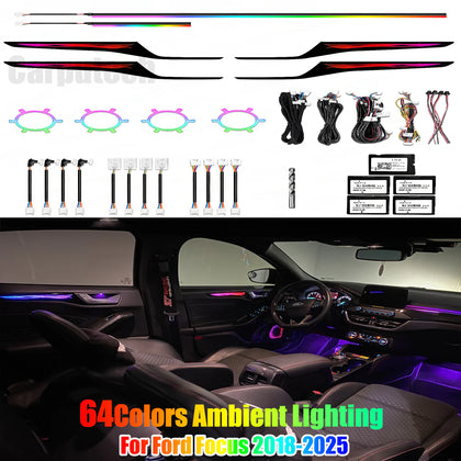2018-2025 Ford Focus Interior Ambient Lighting 64 Colors Trim Decoration Accessories
