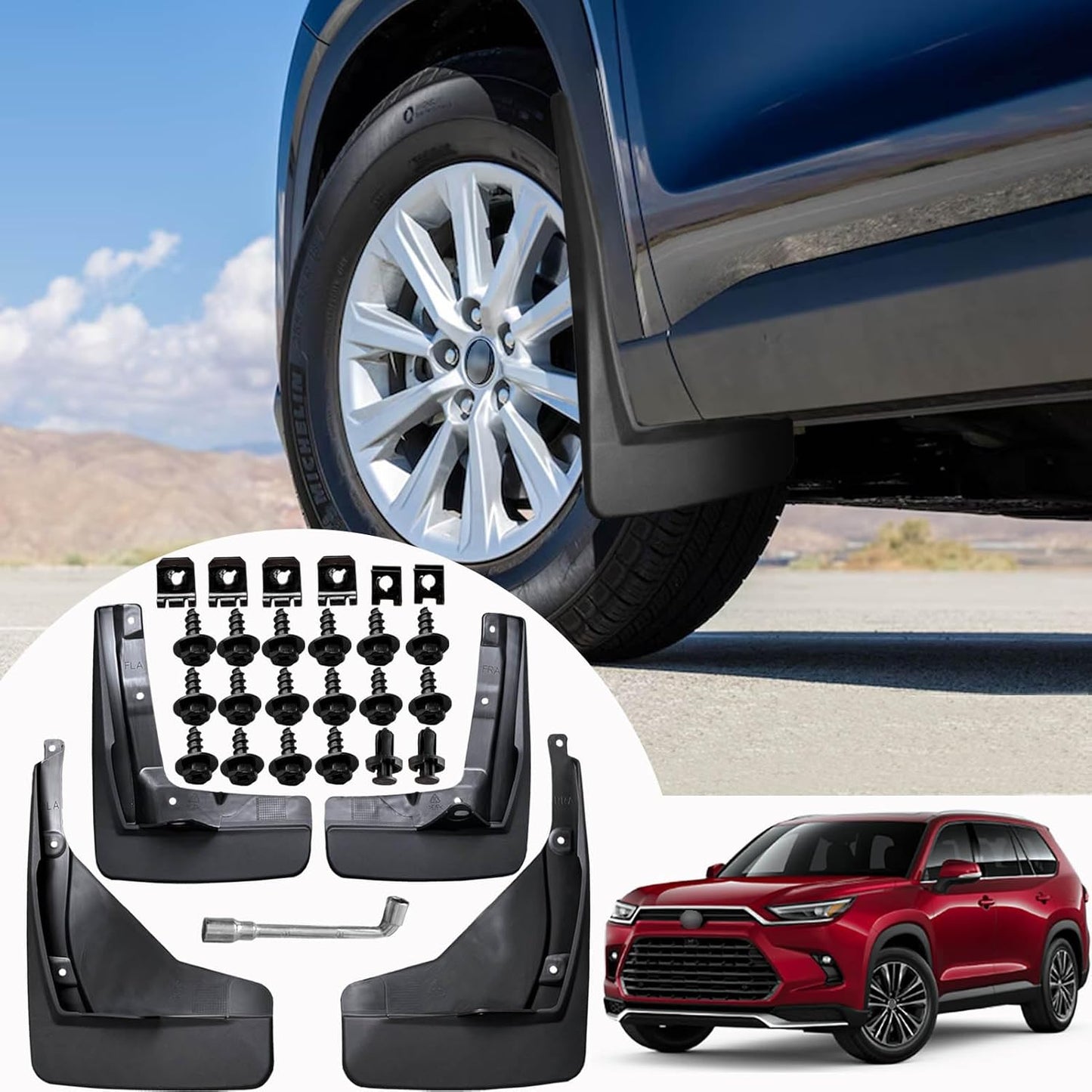 Toyota Grand Highlander Mud Flaps, Car Mudguard Fender Splash Guards for Grand Highlander 2024 2025