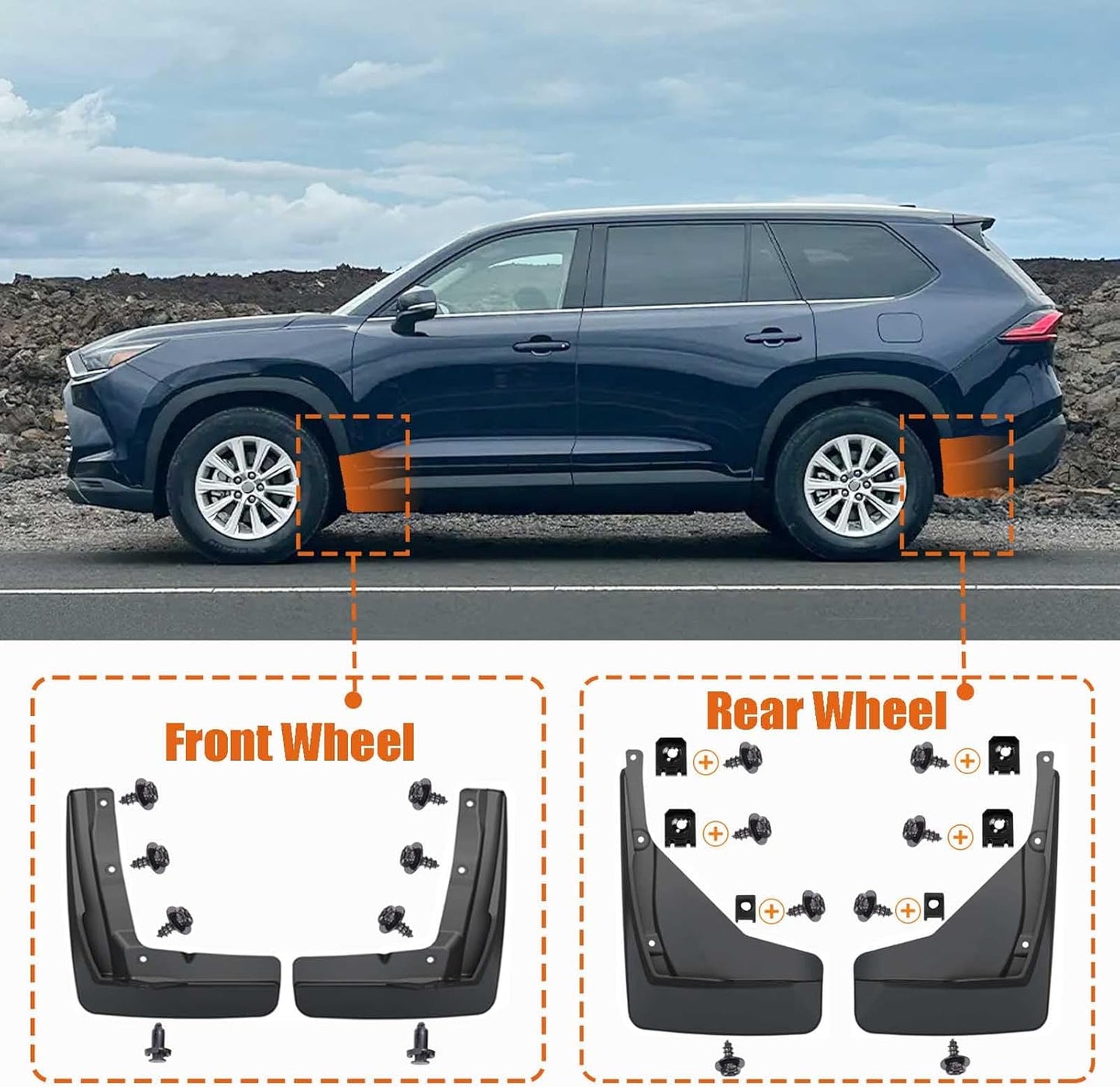 Toyota Grand Highlander Mud Flaps, Car Mudguard Fender Splash Guards for Grand Highlander 2024 2025