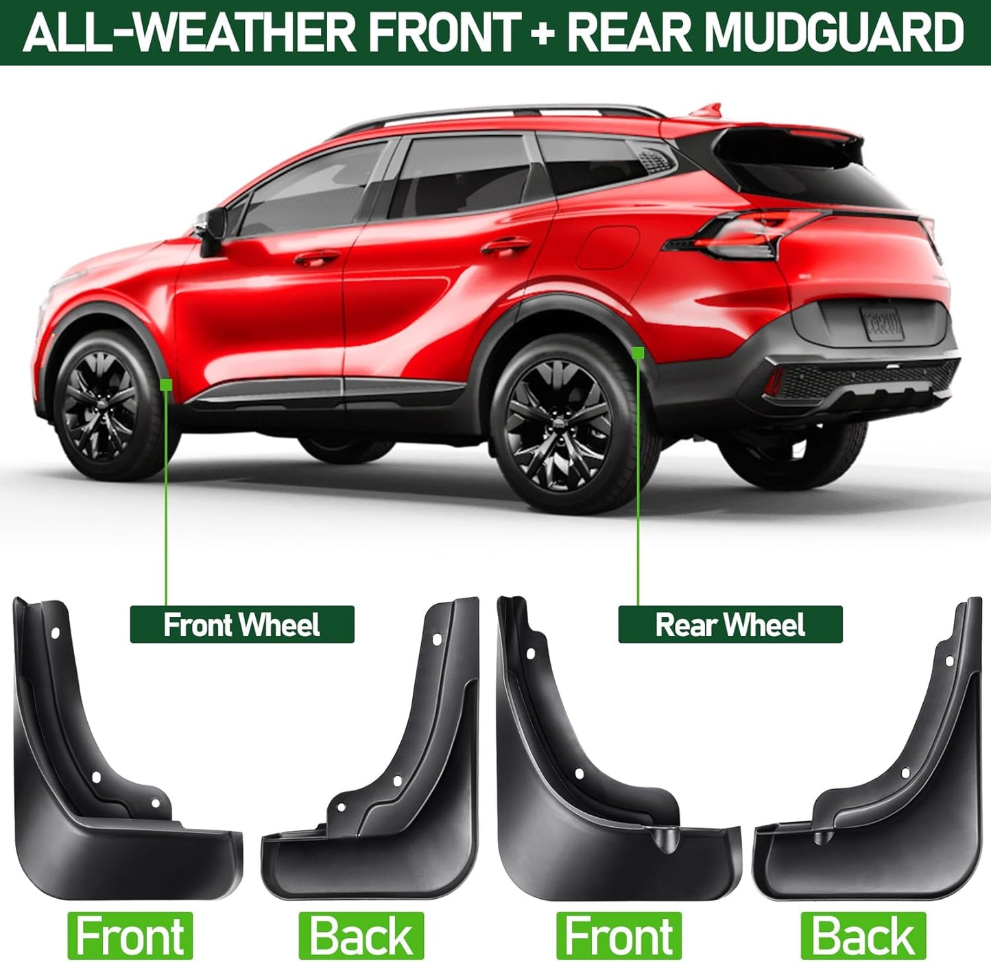 Mud Flaps for Kia Sportage 2023-2026, Front Rear Splash Guard Fender, 4pcs Set No Drilling Required Tire Protector Mudguard