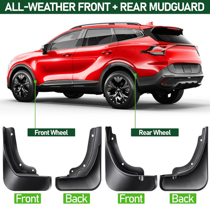 Mud Flaps for Kia Sportage 2023-2026, Front Rear Splash Guard Fender, 4pcs Set No Drilling Required Tire Protector Mudguard