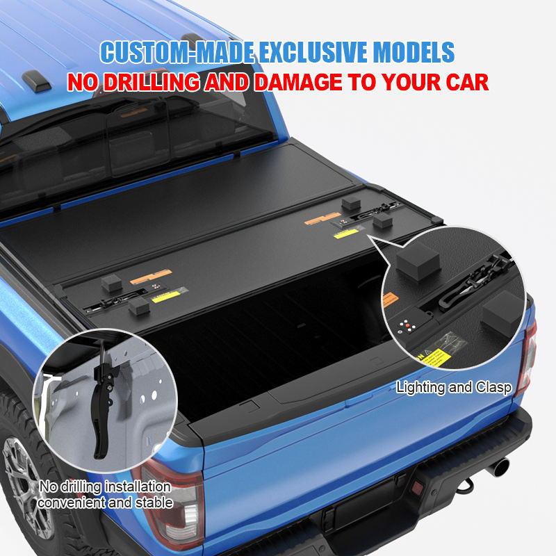 Hard Tri-Fold Flip-Up Bed Cover for Ram 1500 with Toolbox