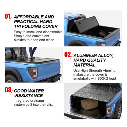 Hard Tri-Fold Flip-Up Bed Cover for Ram 1500 with Toolbox