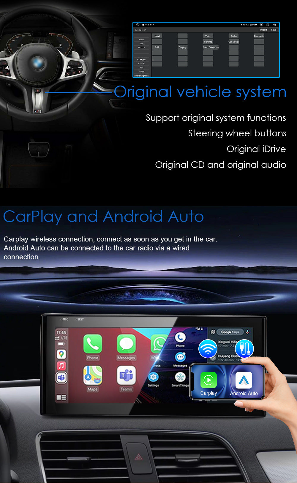 OEM Look Digital Cockpit Compatible with Audi Q3 (2013-2018) - 10.25-inch touchscreen + Wireless CarPlay