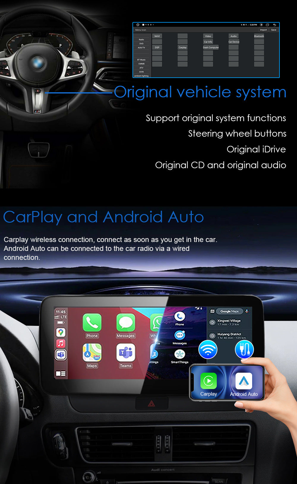 OEM Look Digital Cockpit Compatible with Audi Q5 (2009-2016) - 10.25-inch touchscreen + Wireless CarPlay