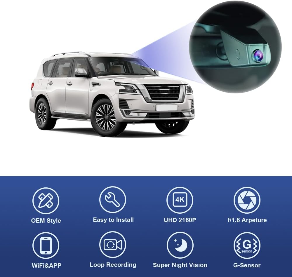 OEM Look Dash Cam Compatible with Nissan Armada (2017-2023) - Front 4K + Rear 1080P