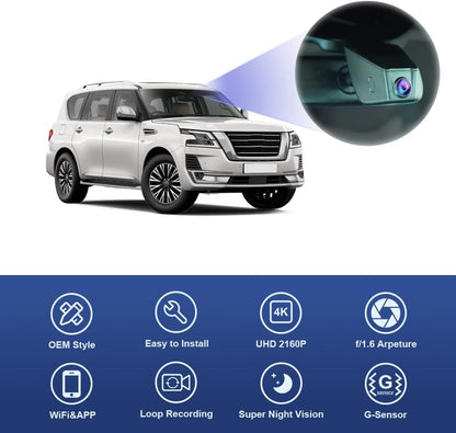 OEM Look Dash Cam Compatible with Nissan Armada (2017-2023) - Front 4K + Rear 1080P
