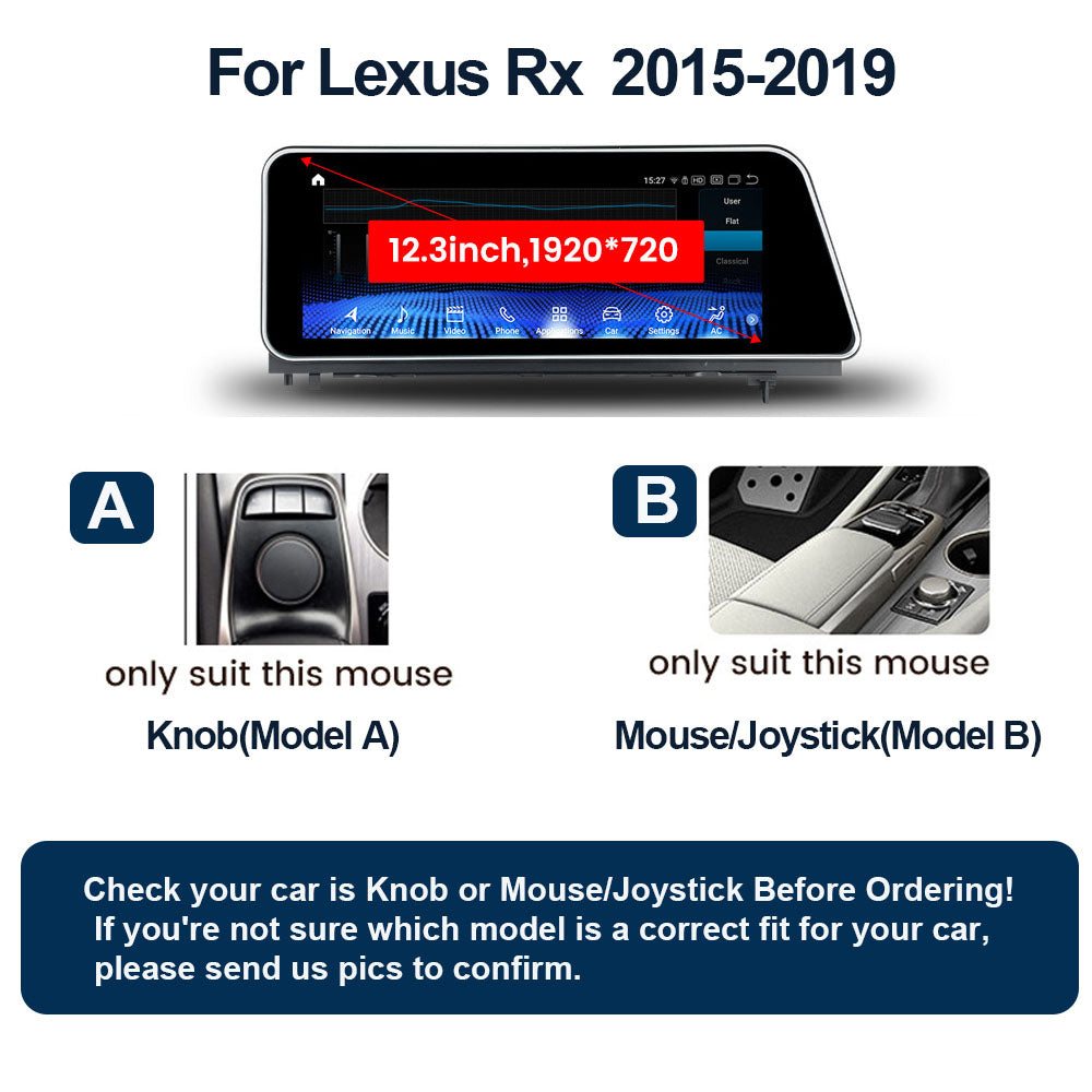2015-2019 Lexus RX 12.3" Digital Cockpit with Wireless CarPlay, OEM Style