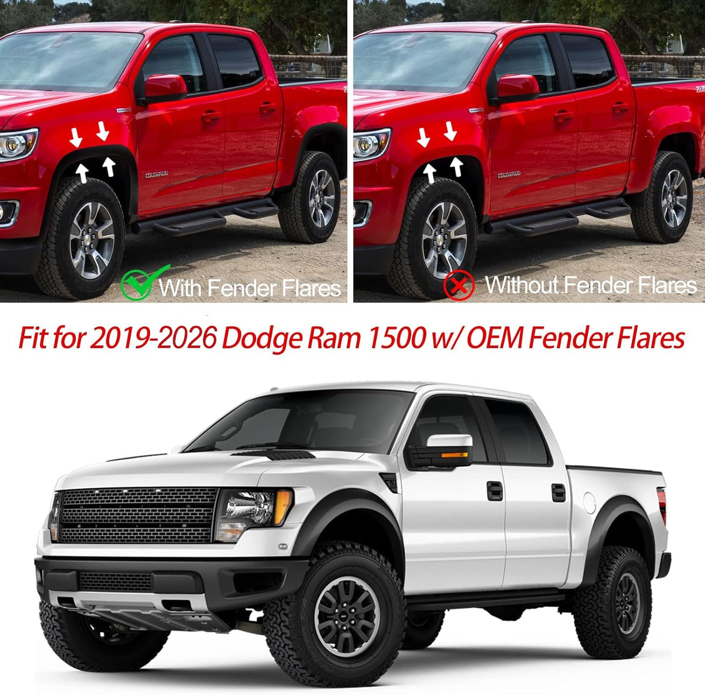 Dodge Ram 1500 Mud Flaps (2019-2026), OEM Style Car Mudguard Fender Splash Guards