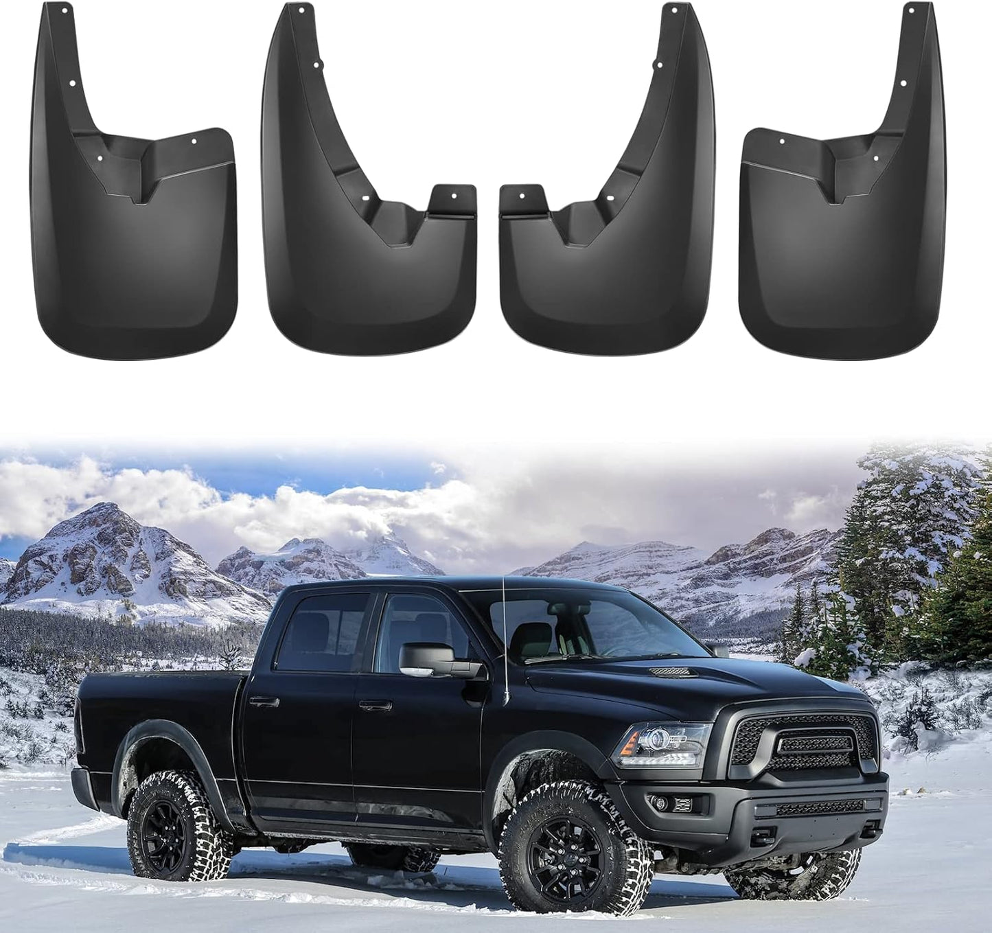 Mud Flaps for Dodge Ram 1500 (2009-2022)Without OEM Fender Flares, OEM Style Car Mudguard Fender Splash Guards