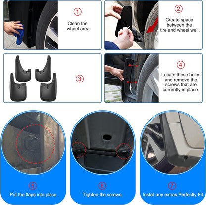 Mud Flaps for Dodge Ram 1500 (2009-2022)Without OEM Fender Flares, OEM Style Car Mudguard Fender Splash Guards