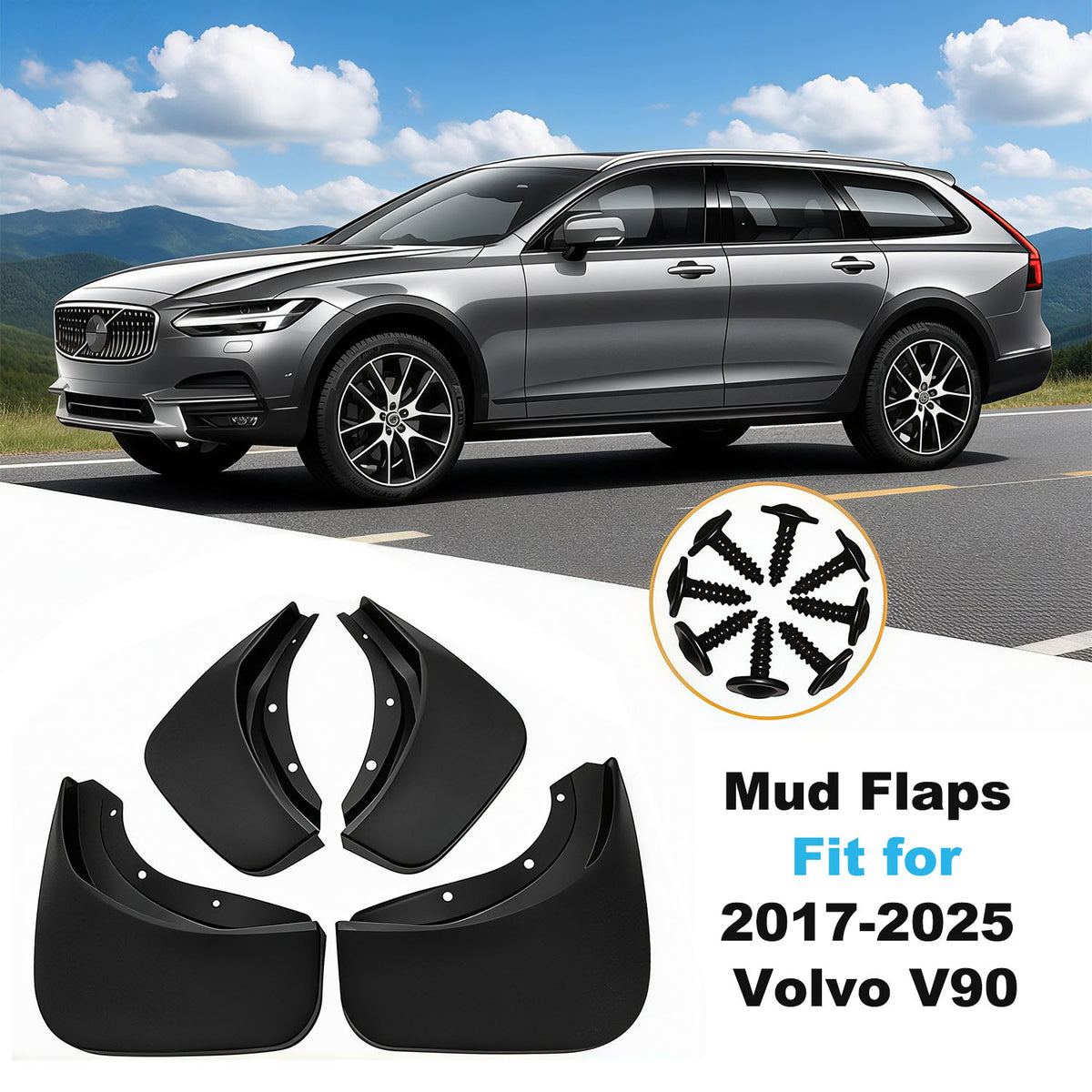 Mud Flaps Mud Guards Custom Fit for Volvo V90 2017-2025