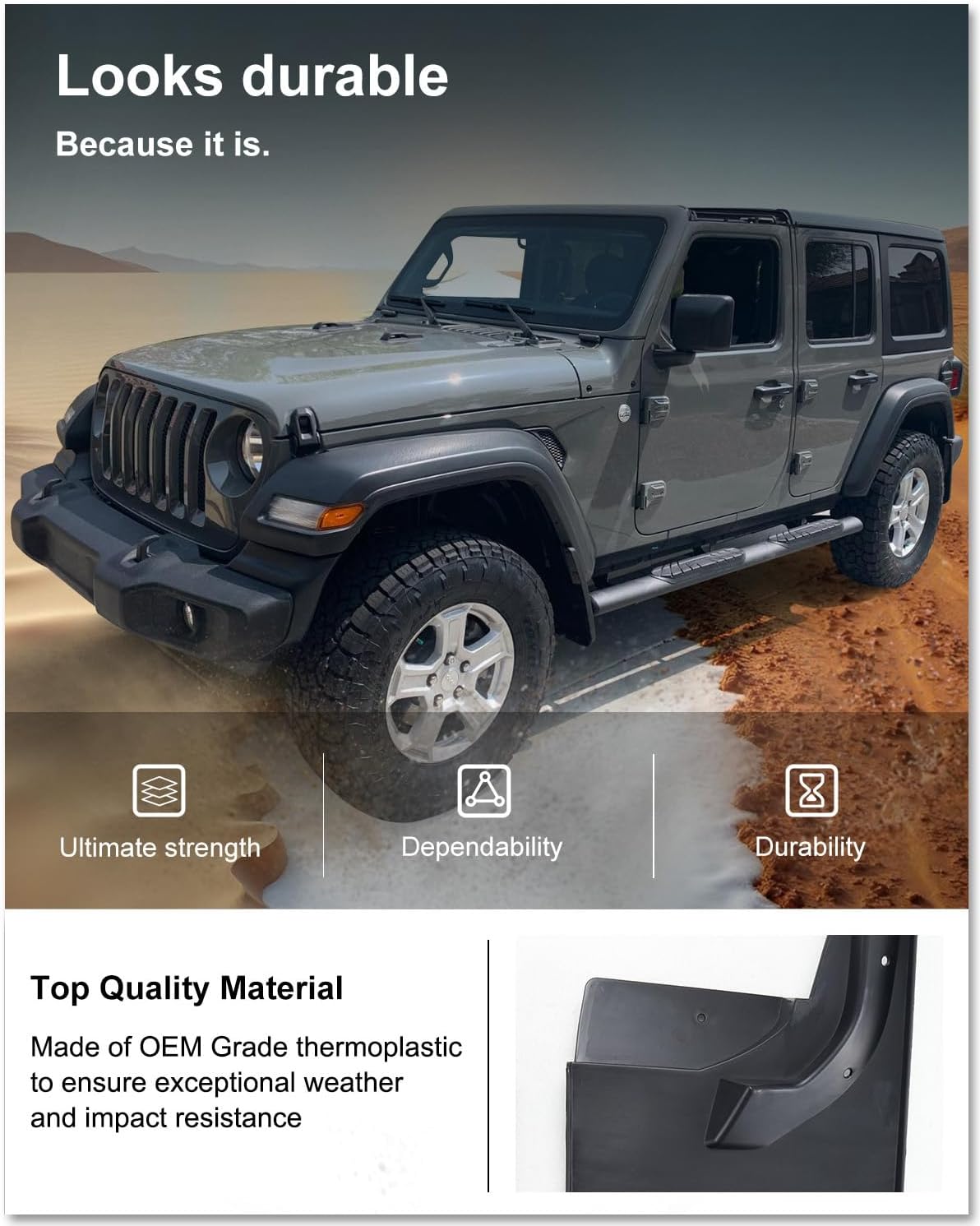 OEM Style Mud Flaps Compatible with Jeep Wrangler (2018-2026) - OEM Style