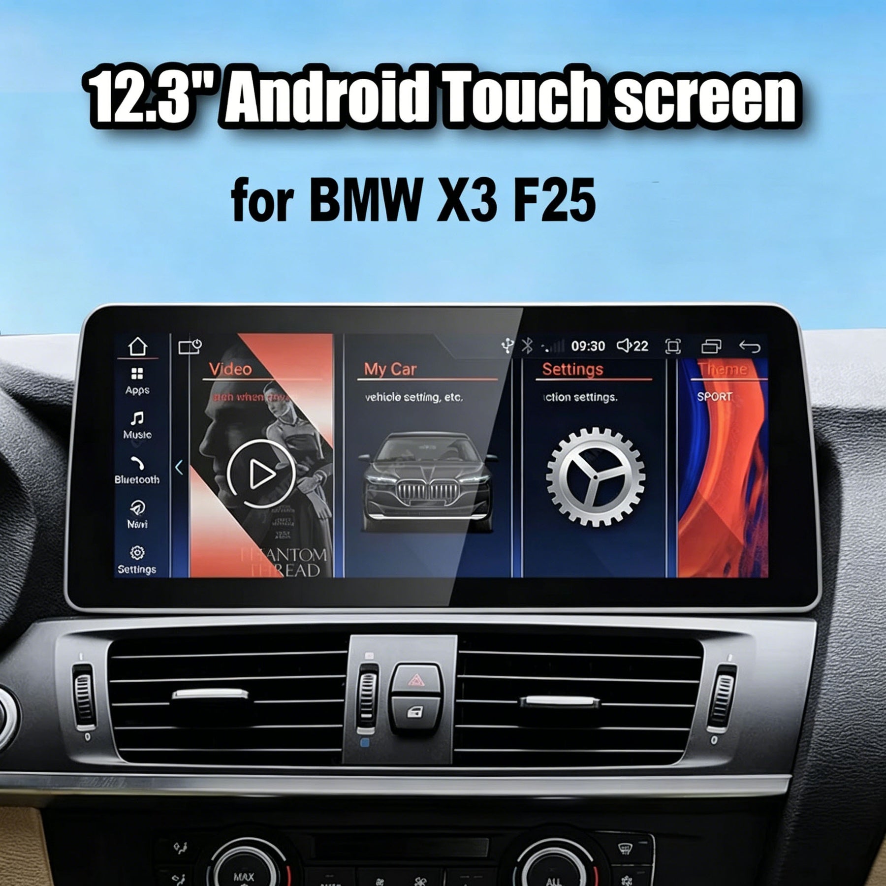 2010–2017 BMW X3 12.3" Digital Cockpit Android Car Multimedia IPS Touchscreen, OEM Style